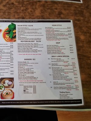 Zenhouse menu side A pt 2 at Zenhouse Vegetarian Yum Cha  in Adelaide