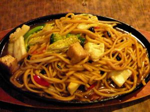 zenhouse sizzling hot plate noodle with extra noodles at Zenhouse Vegetarian Yum Cha  in Adelaide