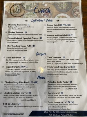 Menu January 2023  at Cafe Diversity in Moreton Bay Region