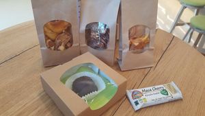 Snacks taken from their dried nuts and fruits rack. at Elmira in Vienna