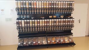 Dried fruits, nuts and beans bar. Everything locally sourced and produced. at Elmira in Vienna