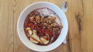 Acai bowl with goji, bananas and granola at Elmira in Vienna