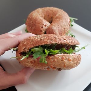 Bagel with selfmade Hummus at Elmira in Vienna