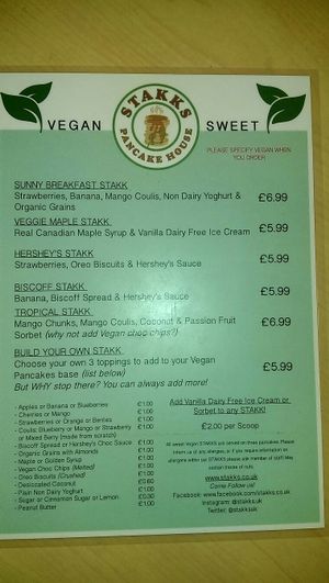 Menu Sweet at Stakks Pancake House in Southampton