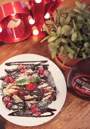 Hersheys Stakk, Strawberries, Oreo Biscuits and Hersheys Sauce! at Stakks Pancake House in Southampton