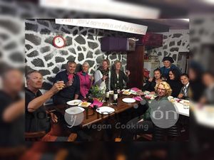 enjoy the wine at Soja y Pimenton - Vegan Argentinian BBQ in Lanzarote