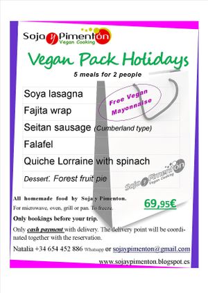 Vegan Pack Meals Holidays: 5 meals for 2 people
 at Soja y Pimenton - Vegan Argentinian BBQ in Lanzarote