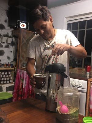 Preparing the mate  at Soja y Pimenton - Vegan Argentinian BBQ in Lanzarote