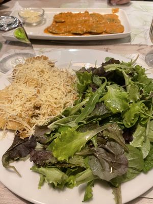 Top: Ravioli / Bottom: seitan wrapped in cheese  #Veganuary at Nirvana in Florence