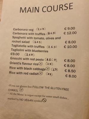 Menu June 2023 at Nirvana in Florence