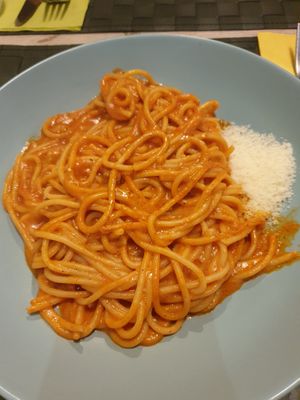 Spaghetti Amatriciano €9.00 at Nirvana in Florence