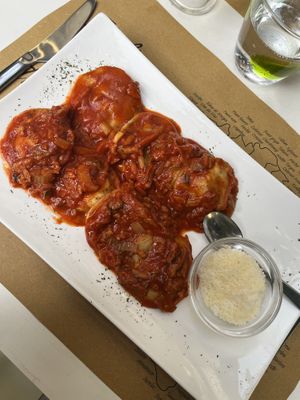 Vegan ravioli with soya ragout   at Nirvana in Florence
