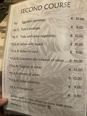 Menu   at Nirvana in Florence