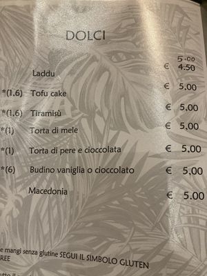 Menu   at Nirvana in Florence