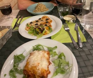 Lasagne, seitan base pizza, truffle carbonara   at Nirvana in Florence