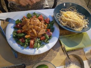 Seitan stroganoff at Nirvana in Florence