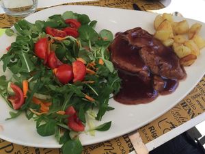 Roasted seitan with red wine sauce  at Nirvana in Florence