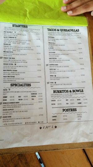 Their menu. at Wacamole in Punta Cana
