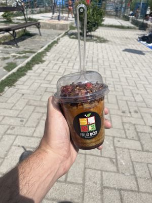 Iced coffee w/ cashew milk  at Fruit Box in Ohrid