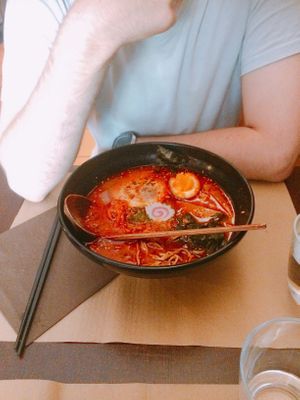 Spicy ramen (no vegan) at Kawamura in Barcelona