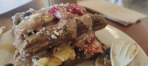 "The Works". Vegan, GF waffles at Local Juicery in Flagstaff