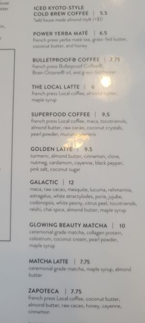 Exotic healthy drinks at Local Juicery in Flagstaff