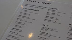 juice menu at Local Juicery in Flagstaff