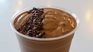 chocolate almond butter smoothie, swapped almond for peanut butter at Local Juicery in Flagstaff