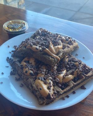 Peanut butter chocolate waffles!  at Local Juicery in Flagstaff