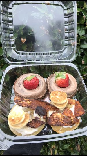 Pancake and eggplant bacon?! Amazing! at Move That Dough Baking Co. in Charlotte