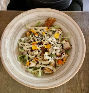 Ceaser Salad with vegan ‚chicken'  at The Kasbar in 