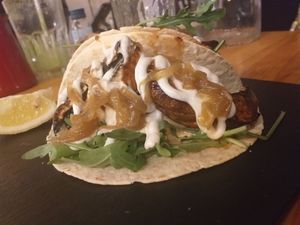 Tacos with mushrooms at The Kasbar in 