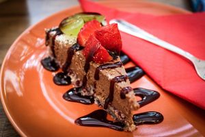 Raw chocolate cake at Natureza in Prague