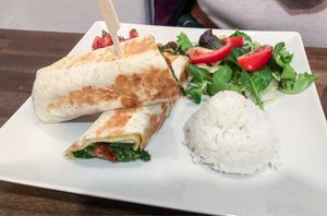 Spinach quesadilla at Natureza in Prague