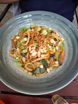 Udon with vegan duck at Natureza in Prague