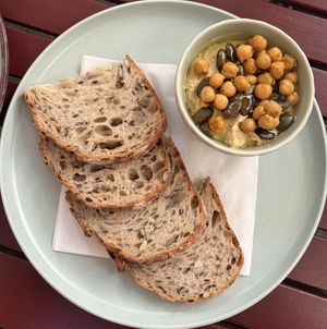 hummus with roasted chickpeas!  at Natureza in Prague