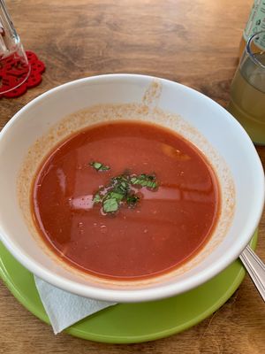 Vegan Tomato soup  at Natureza in Prague