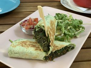 Spinach tortilla at Natureza in Prague