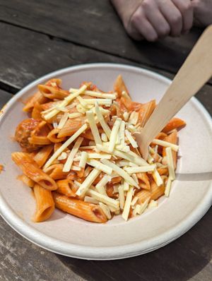 Pasta with meetballs at Bonorong Wildlife Sanctuary Kiosk and Shop in Brighton