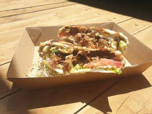 Lamb seitan souvlaki at Bonorong Wildlife Sanctuary Kiosk and Shop in Brighton