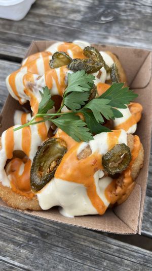 Loaded onion rings - these were amazing!!!!  at Bonorong Wildlife Sanctuary Kiosk and Shop in Brighton