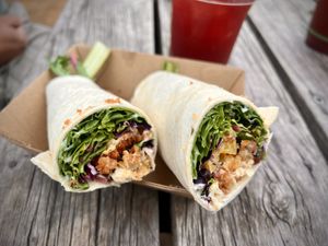 Vegan chicken wrap  at Bonorong Wildlife Sanctuary Kiosk and Shop in Brighton