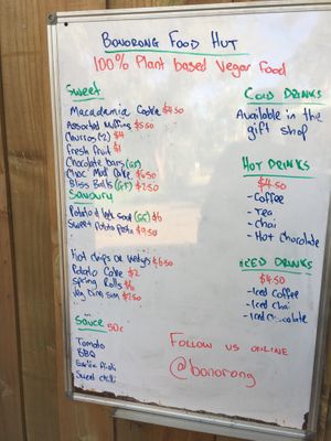 Menu March 2020 at Bonorong Wildlife Sanctuary Kiosk and Shop in Brighton