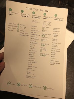 Build your own bowl menu at Poké Perfect - Prinsengracht in Amsterdam