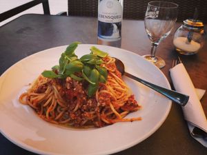 Vegan spaghetti bolognaise ❤️ at Safran - BioBistro in Radolfzell