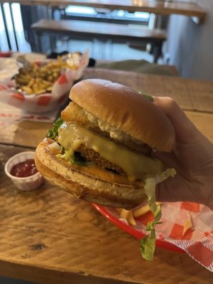 Hash down burger  at Cantina Leeds in Leeds