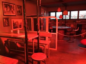 Inside - definitely red  at Cantina Leeds in Leeds