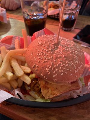 BBQ Blue Burger 🤘 at Cantina Leeds in Leeds