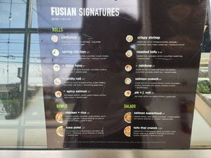 Menu at Fusian in Toledo