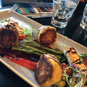 Lentil cakes and grilled tofu at Reflections Restaurant in Lake Tekapo